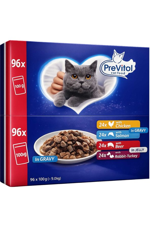 Prevital Tasakos Csirke, Lazac, Marha, Nyúl-Pulyka (24+24+24+24) 96db/dob