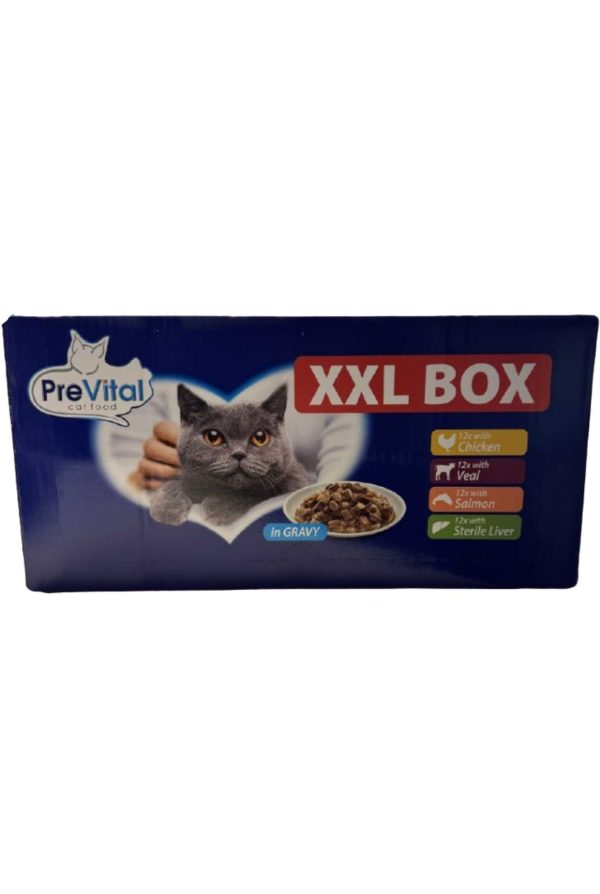 Prevital Tasakos Giga Box Csirke, Borjú, Lazac, Steril Máj (12+12+12+12) 48db/dob